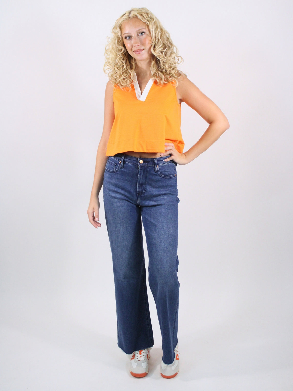 Gameday Orange V Neck Top