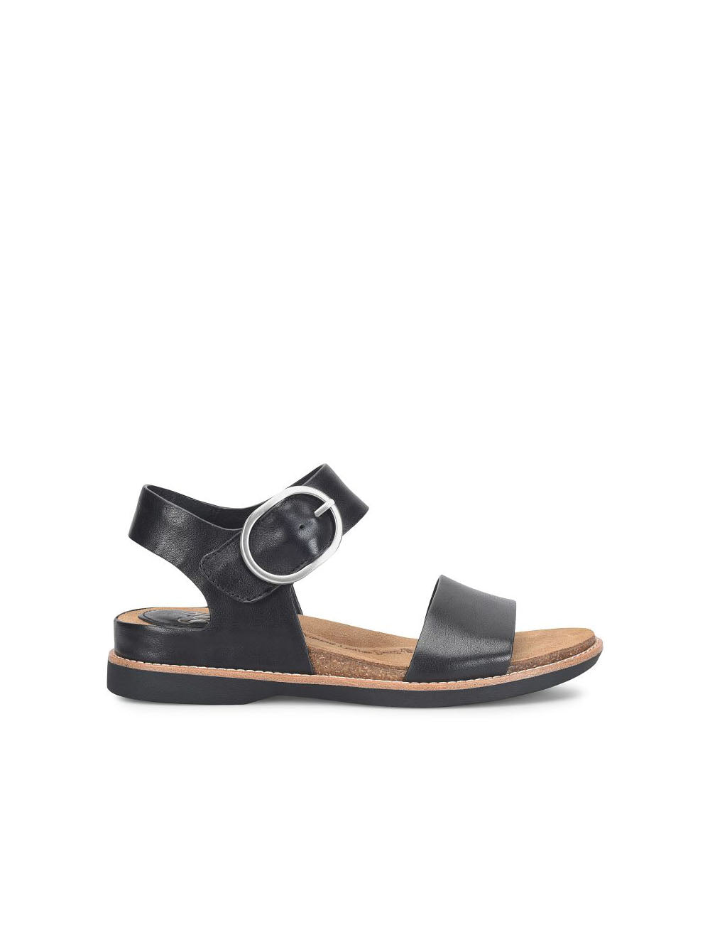Sofft Bali Oval Strap Buckle Sandals Black Leather