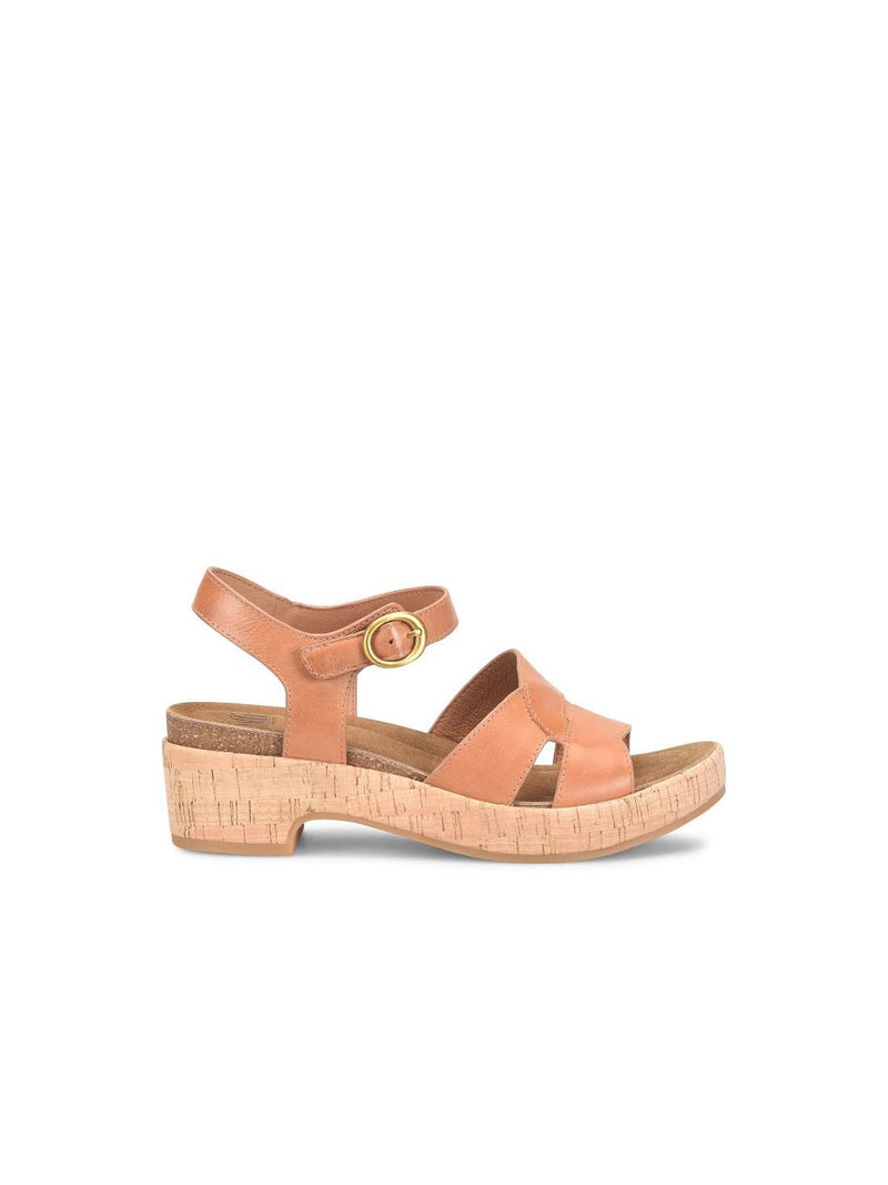 Sofft Shoes Capri Cork Platform Leather Sandals Luggage Tan