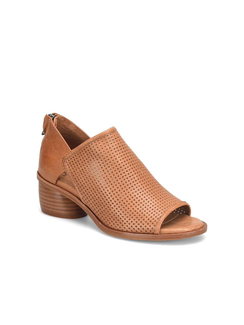 sofft shoes carleigh perforated peep toe bootie in luggage tan