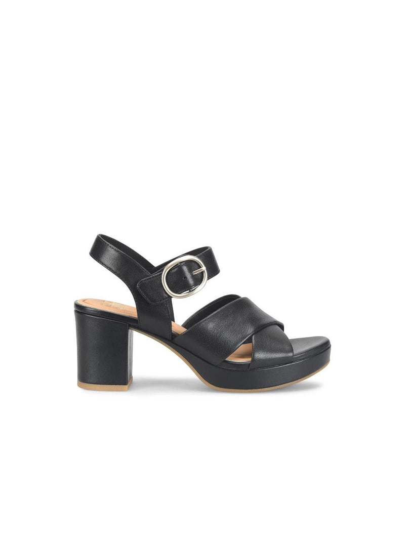 Sofft Shoes Lizzie Black Heel Platform Sandals Black Leather