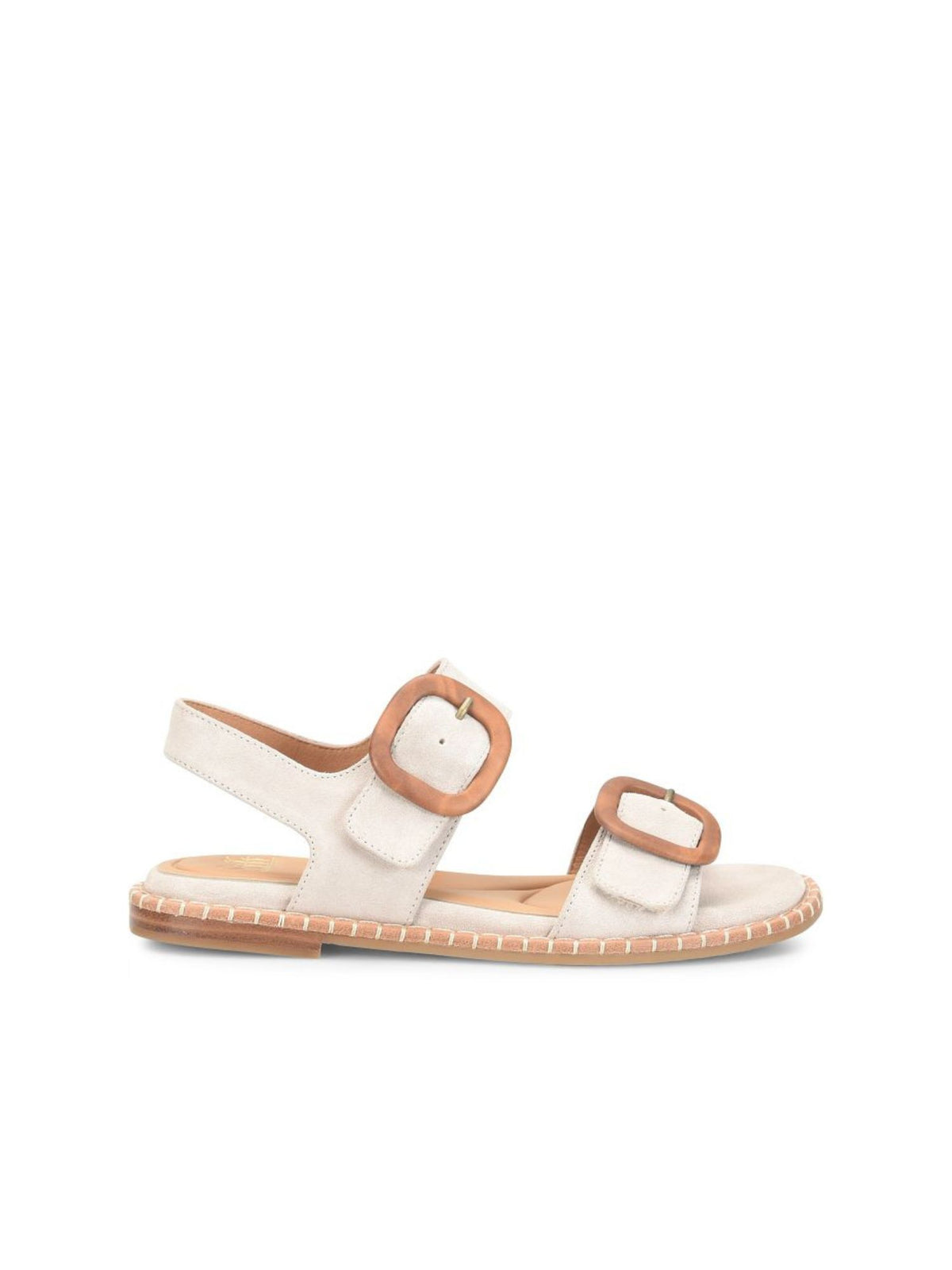 Söfft Napa Buckle Strap Sandal in natural suede