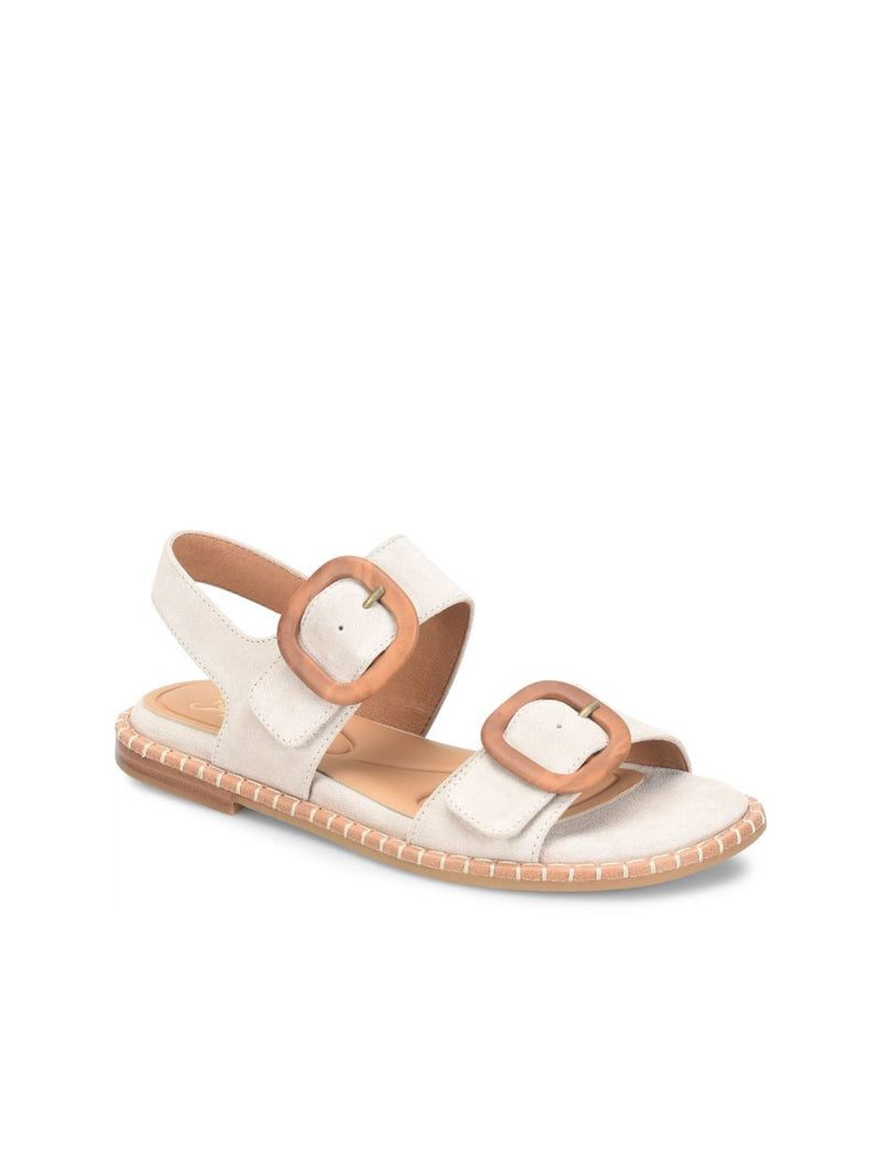 Söfft Napa Buckle Strap Sandal in natural suede