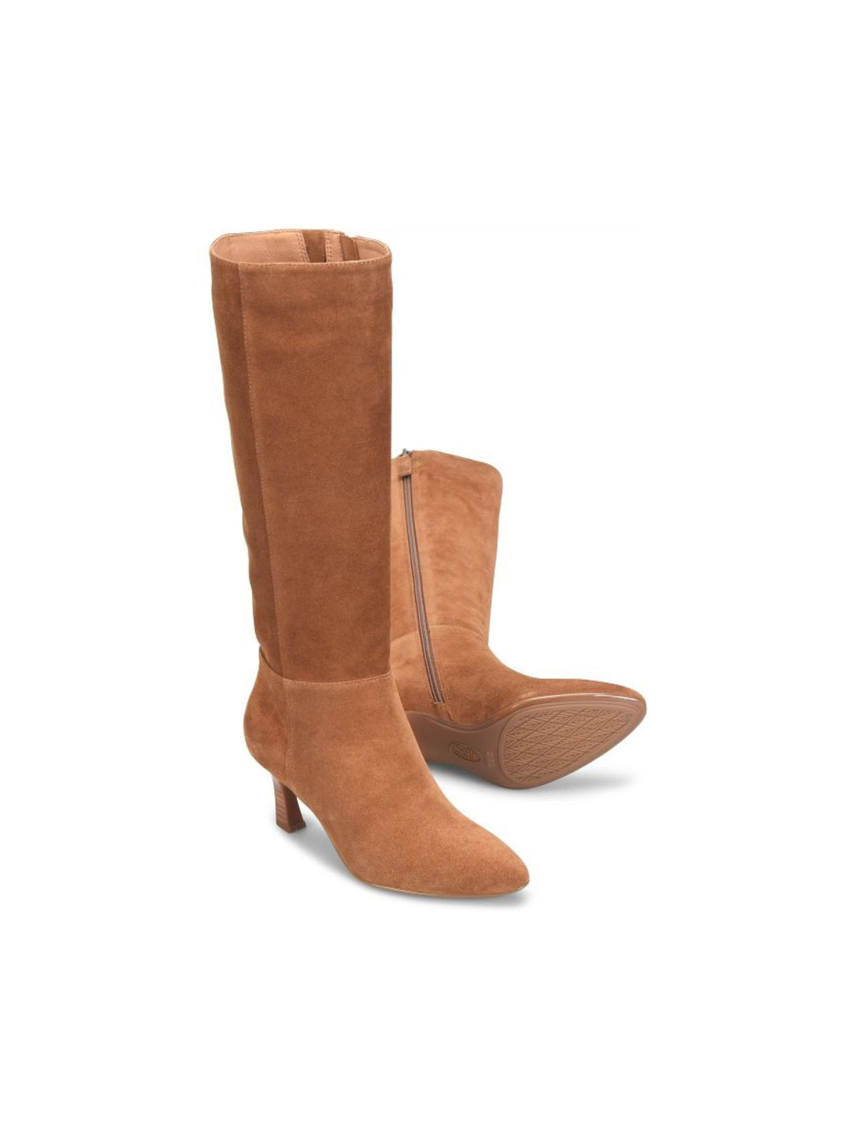 Söfft Sonya Kitten Heel Tall Boots in brandy suede