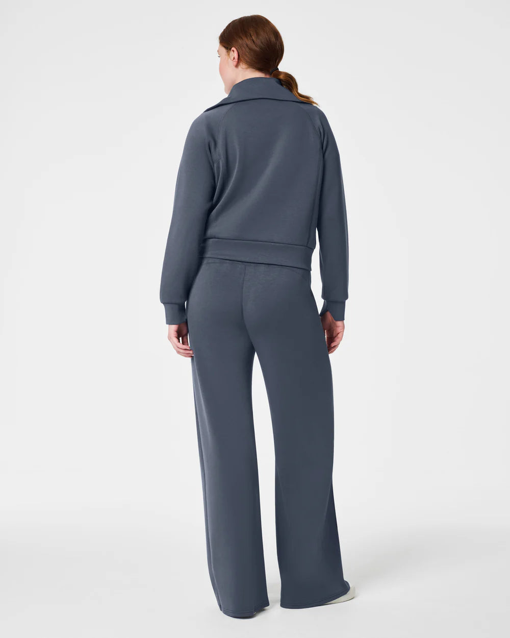 spanx airessentials half zip in dark storm-back