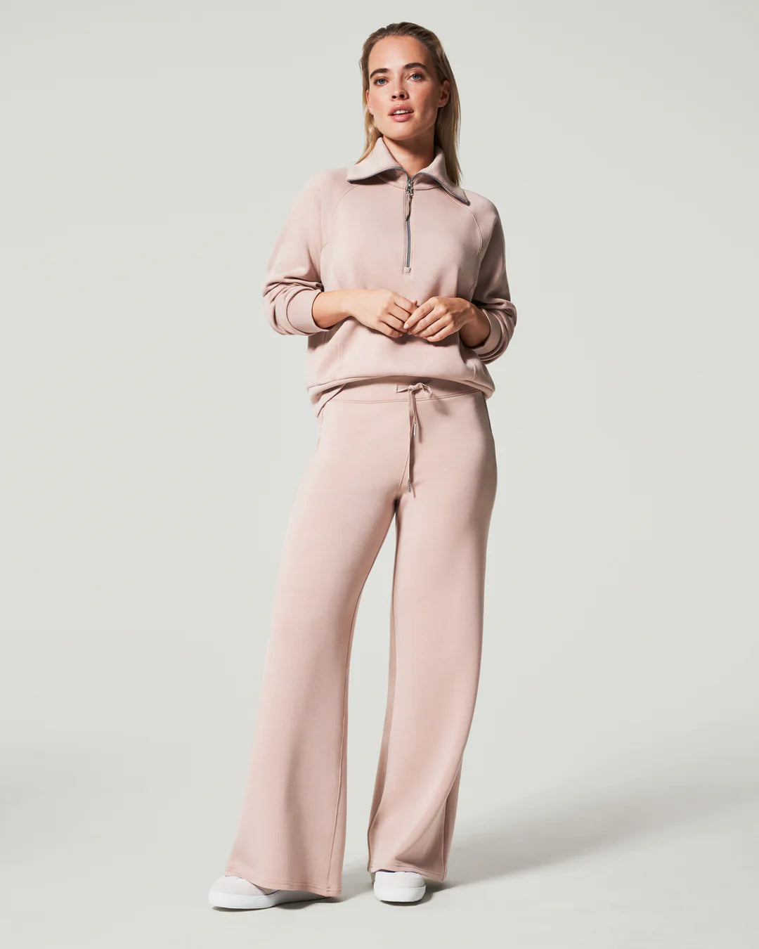 spanx airessentials half zip in lunar- model view
