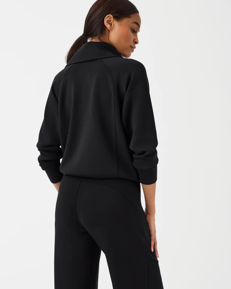 Spanx AirEssentials Half Zip in very black-back view