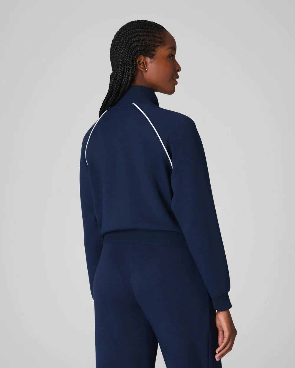 SPANX AirEssentials Pique Full Zip Track Jacket in timeless navy