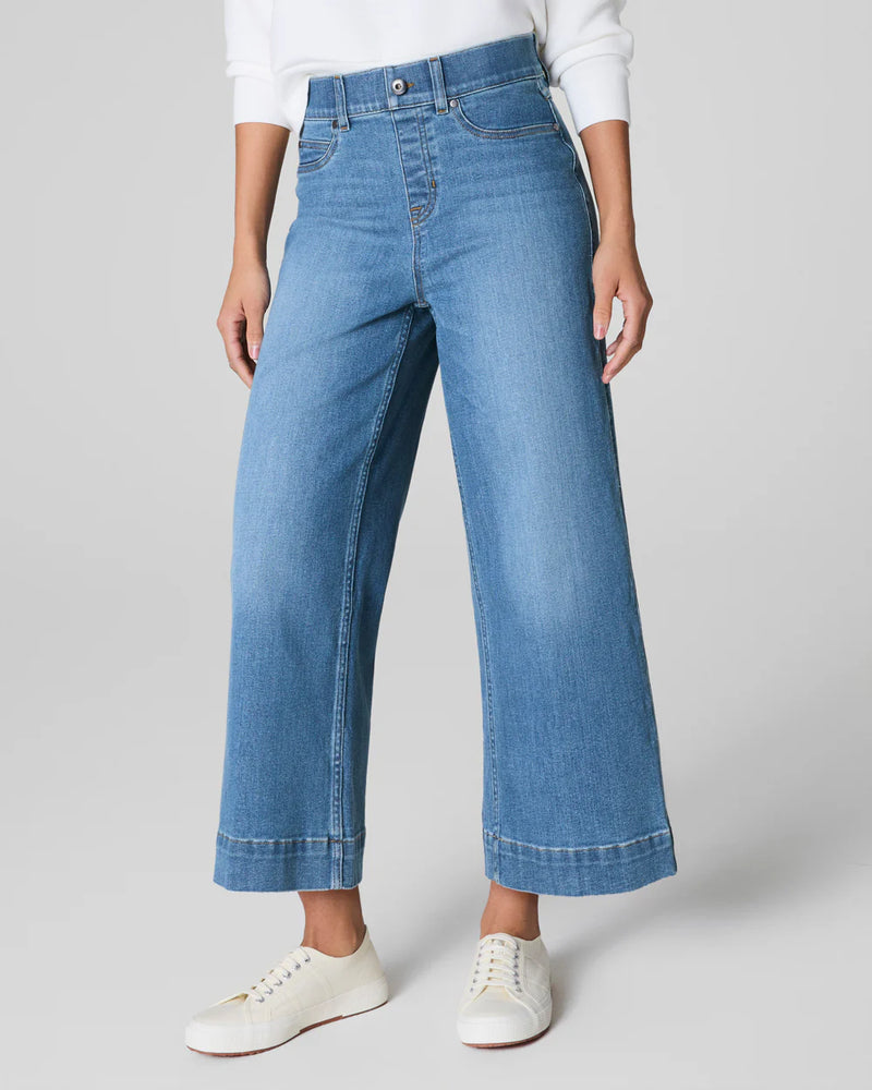 SPANXshape EveryWear Cropped Wide Leg Jeans in stonewashed blue
