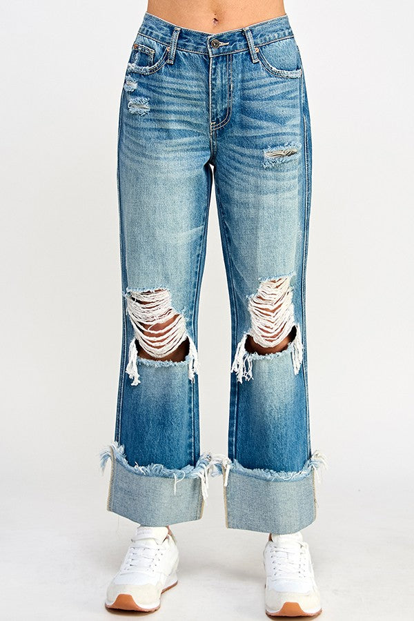 Straight Leg Distressed top Jeans