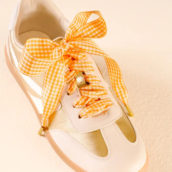Orange & White Sheer Gingham Shoelaces Tennessee Vols Gameday