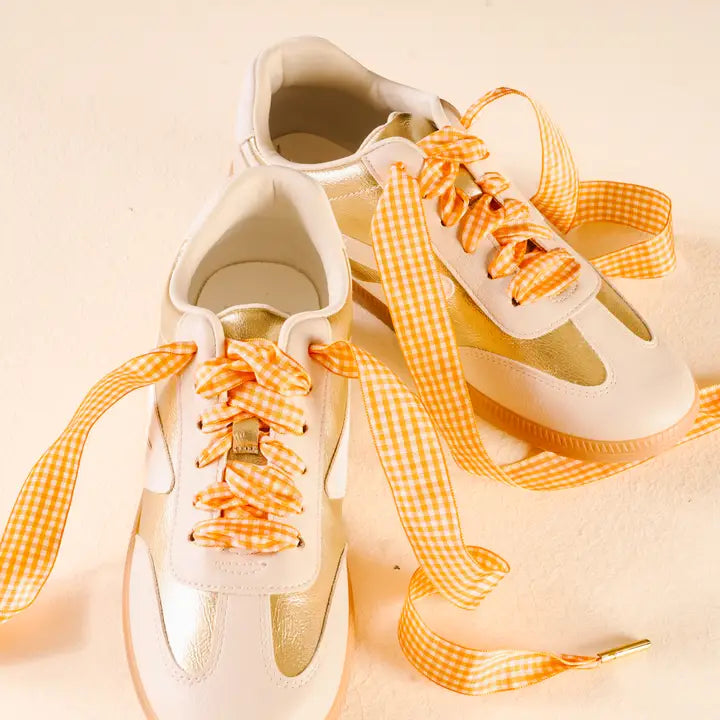 Orange & White Sheer Gingham Shoelaces Tennessee Vols Gameday