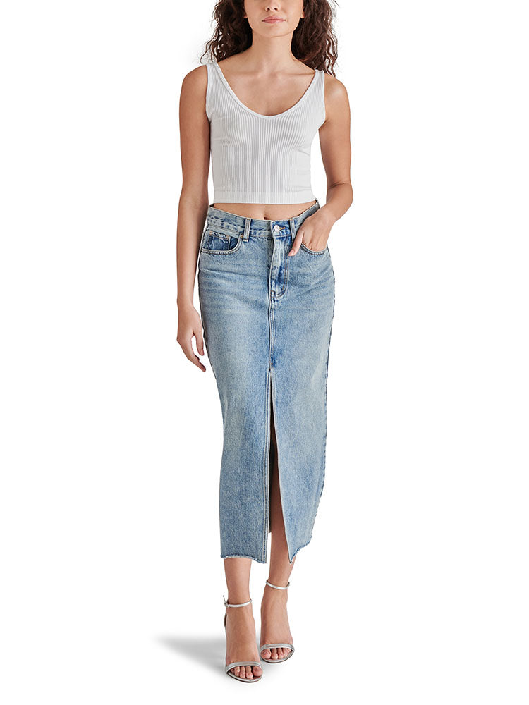 steve madden avani denim skirt in light blue