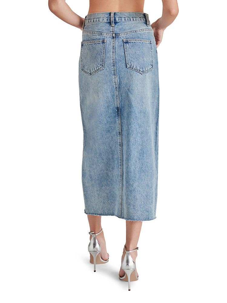 steve madden avani denim skirt in light blue