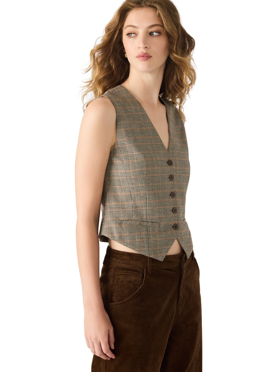 Steve Madden Barrett Plaid Vest Top in brown