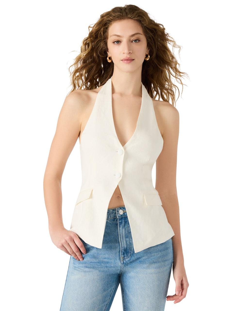 Steve Madden Brielle Halter Neck Vest Ivory