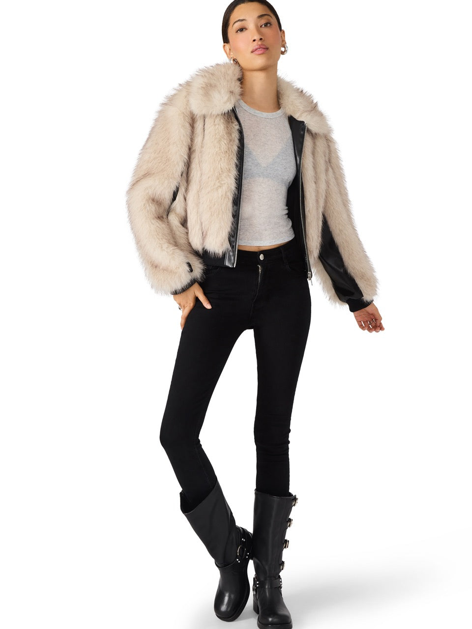 Steve Madden Charmaine Faux Fur Jacket in natural