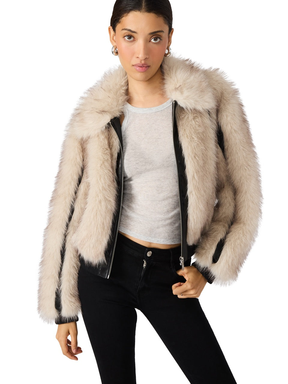 Steve Madden Charmaine Faux Fur Jacket in natural