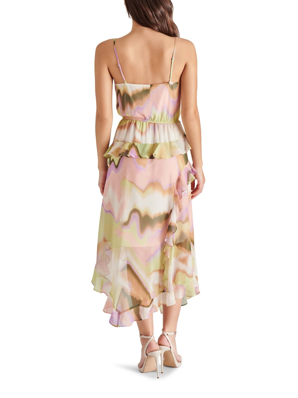 steve madden delphine strappy dress in multi-back  view
