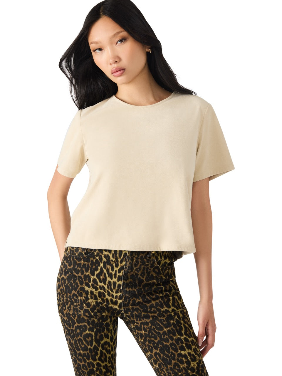 Steve Madden Ezra Faux Leather Top in cream
