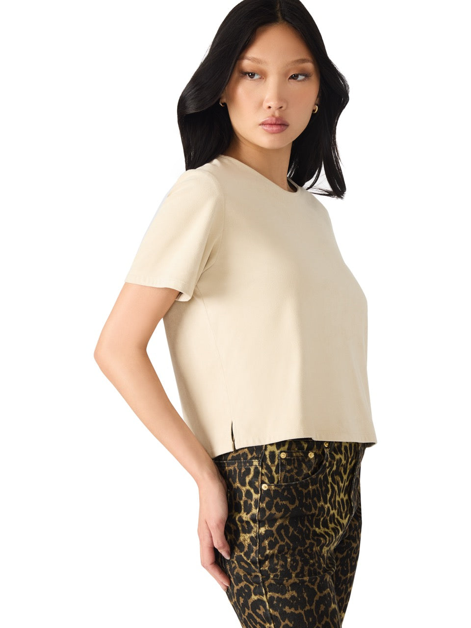 Steve Madden Ezra Faux Leather Top in cream