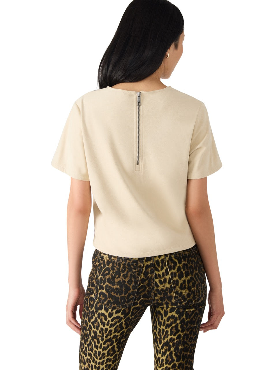Steve Madden Ezra Faux Leather Top in cream