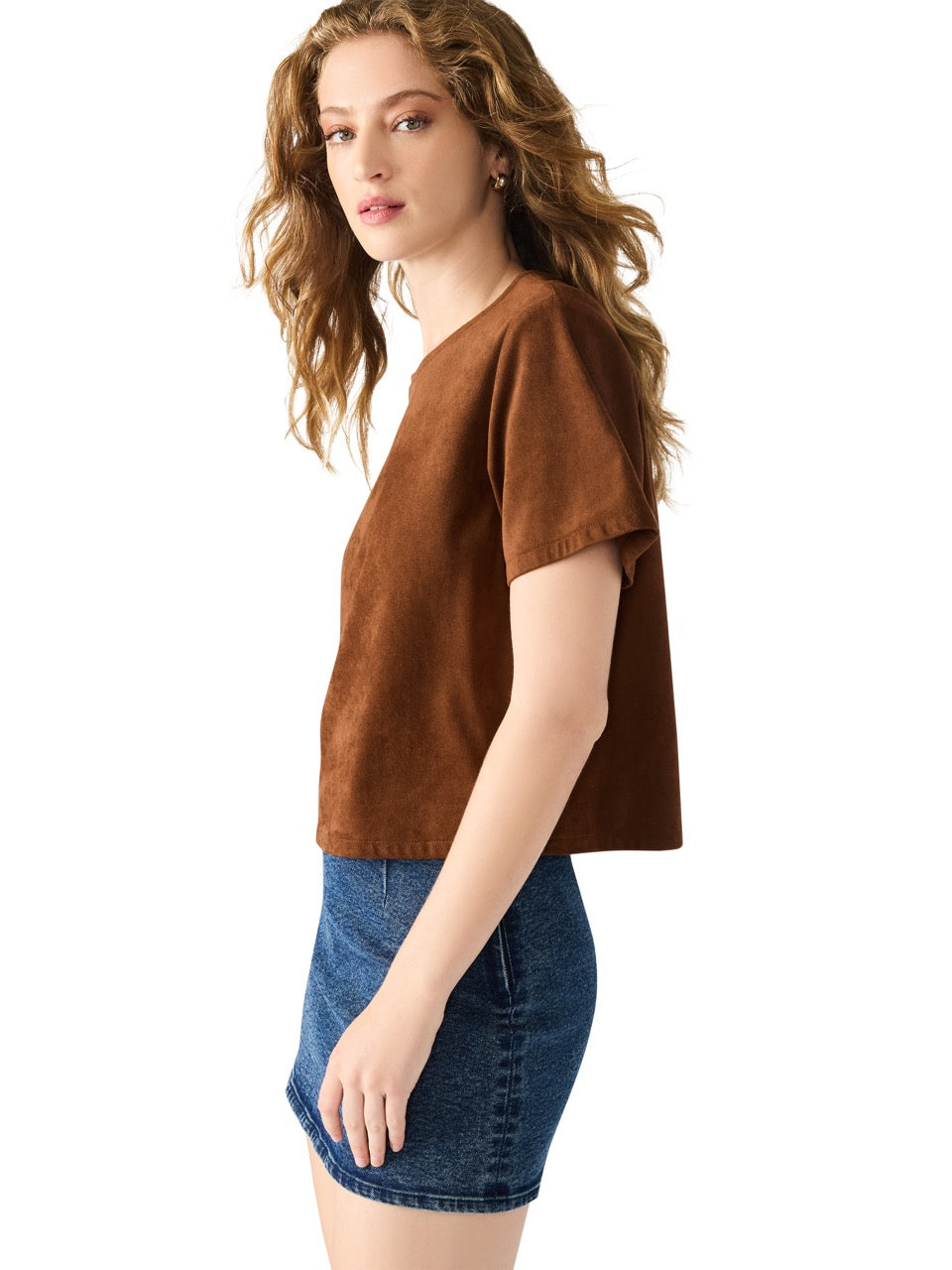 Steve Madden Ezra Faux Leather Top in chicory
