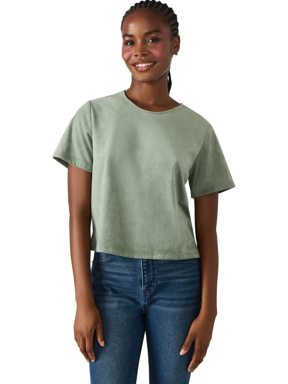 Steve Madden Ezra Faux Leather Top in jade cream