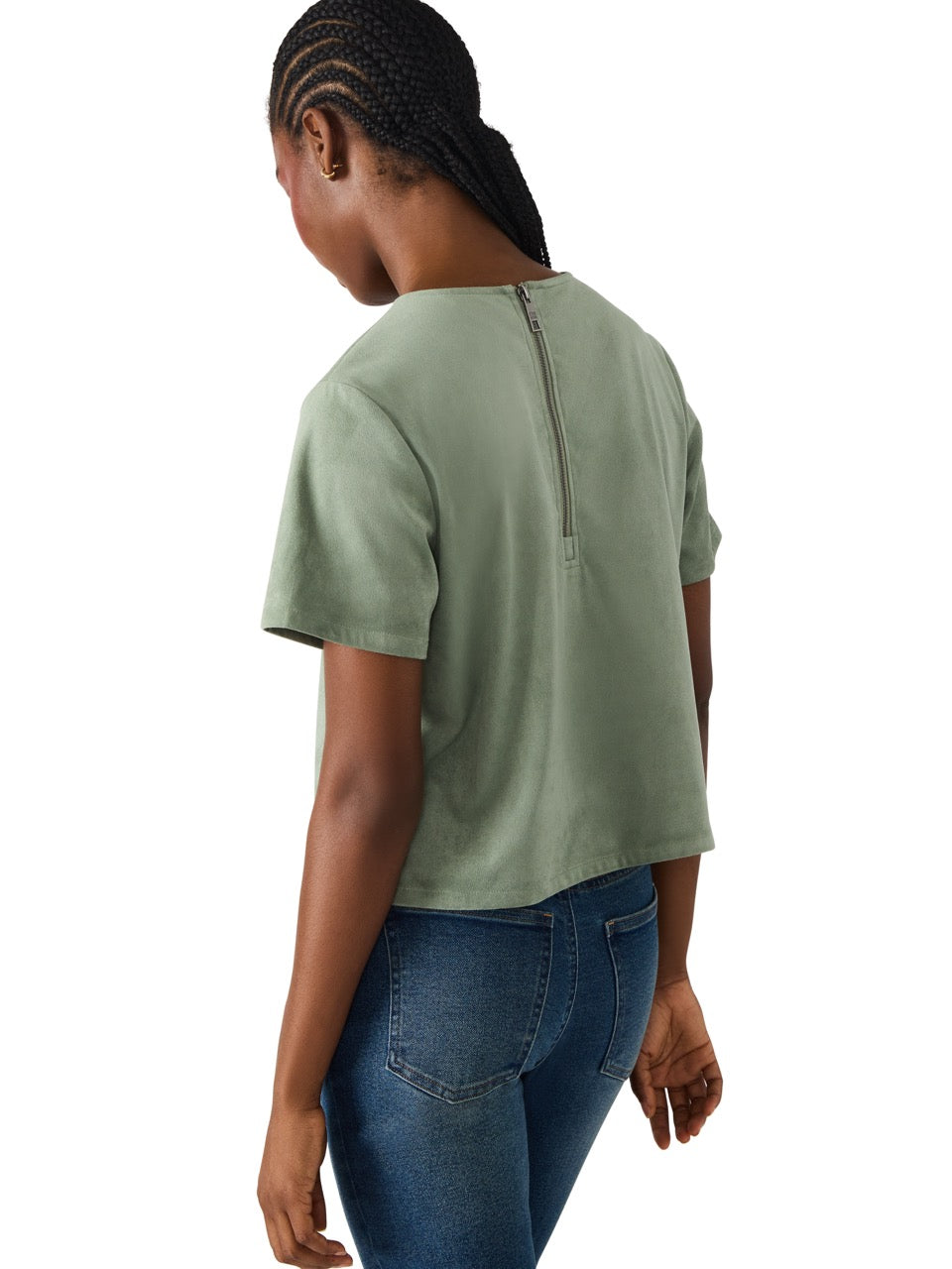 Steve Madden Ezra Faux Leather Top in jade cream