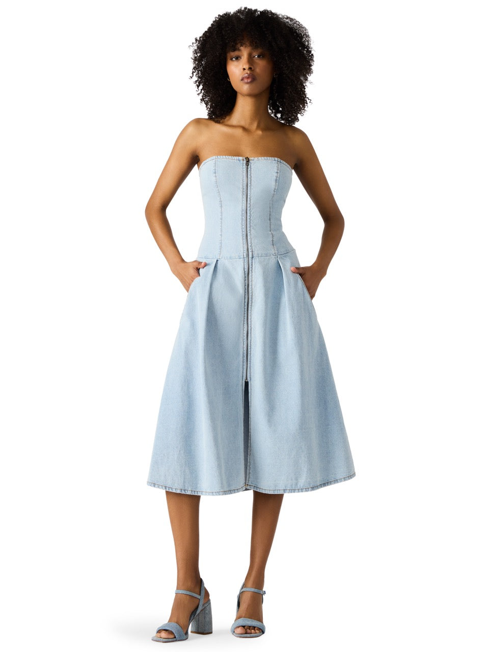 Steve Madden Isla Denim Midi Dress in soft blue