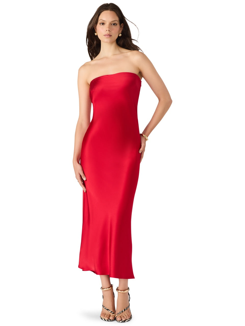 Steve Madden Jessamine Strapless Maxi Dress DarkRed / L