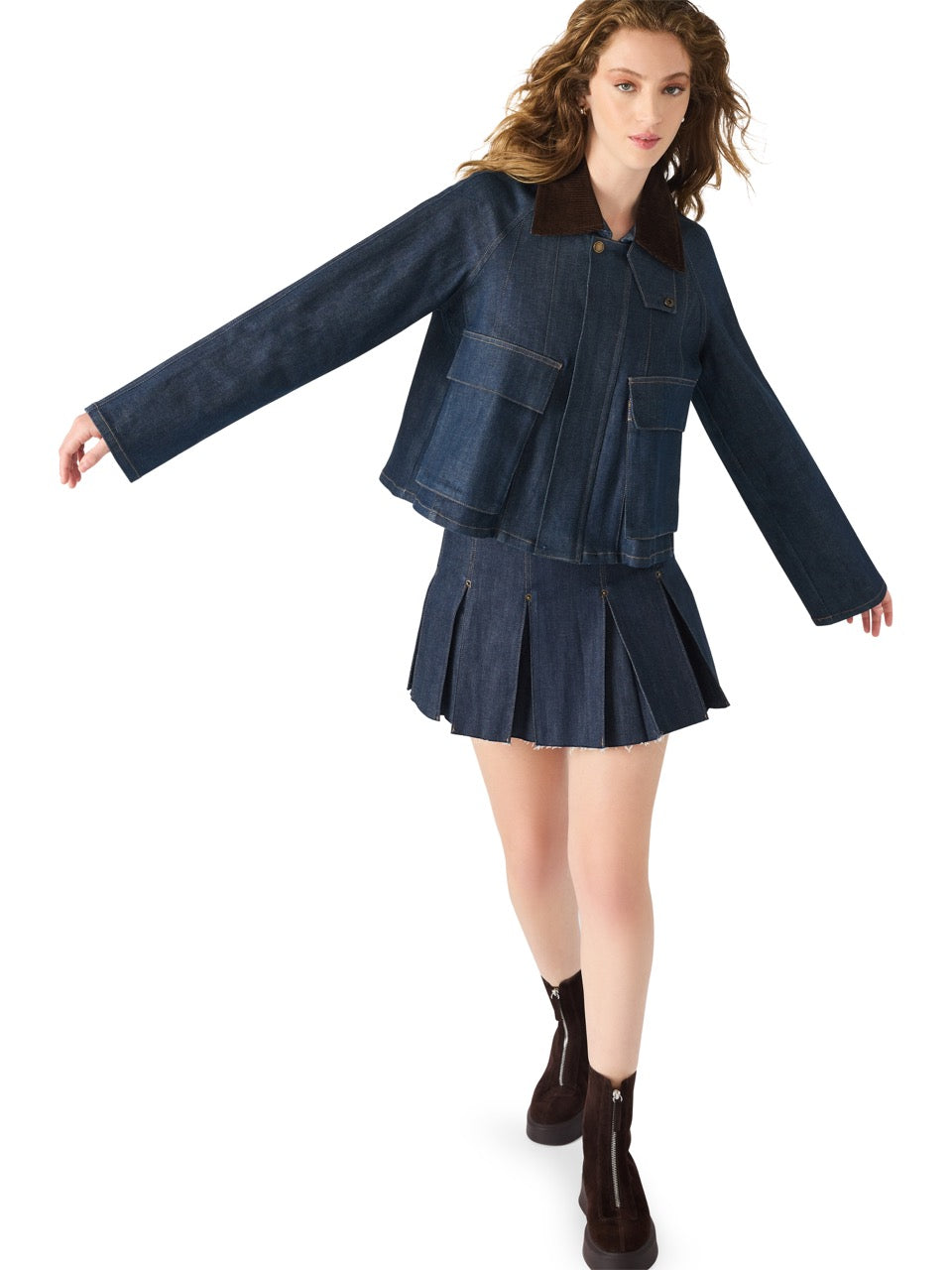 Steve Madden Justina Denim Barn Jacket in deep indigo