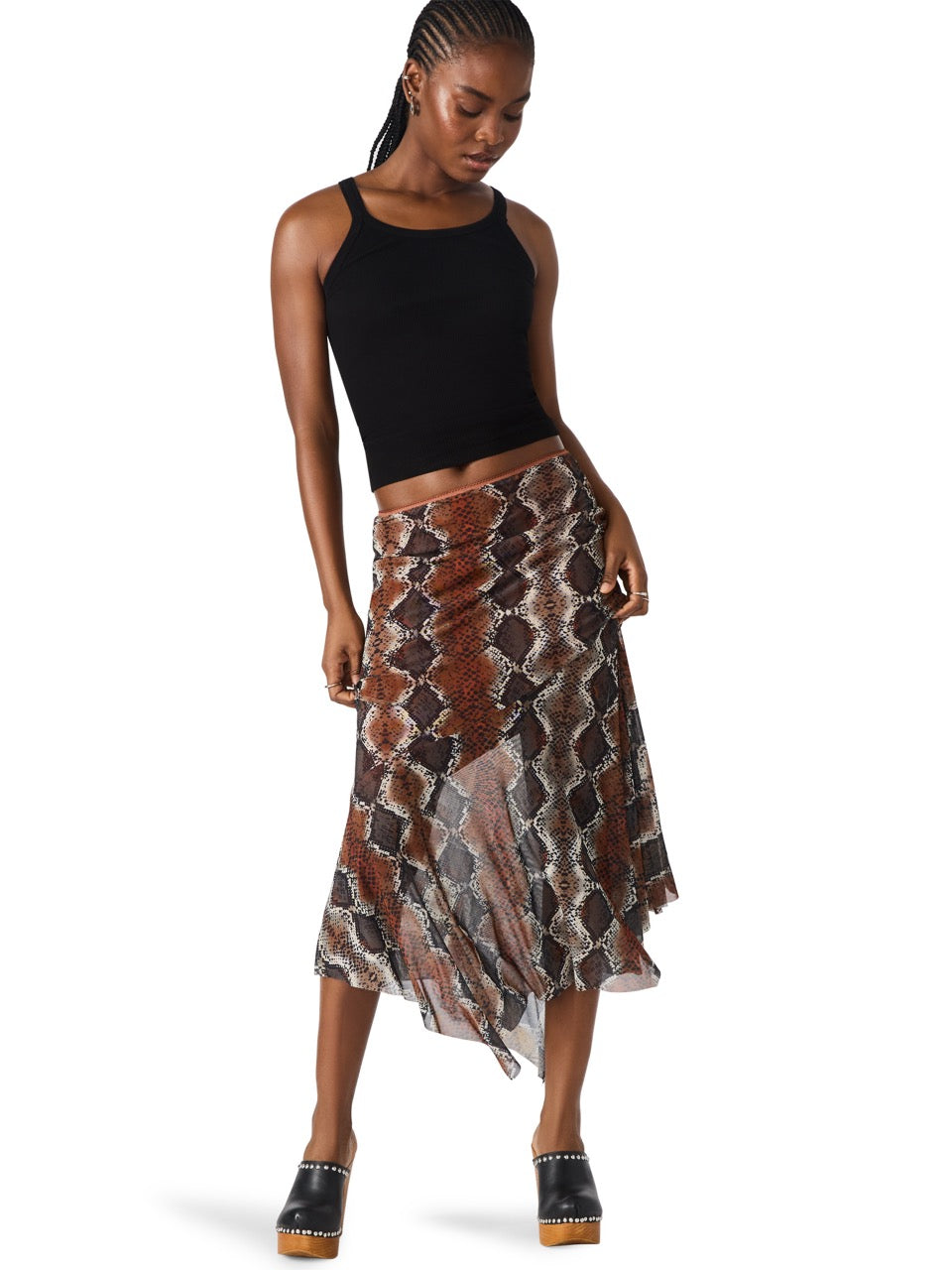 Steve Madden Lacie Printed Asymmetric Midi Skirt