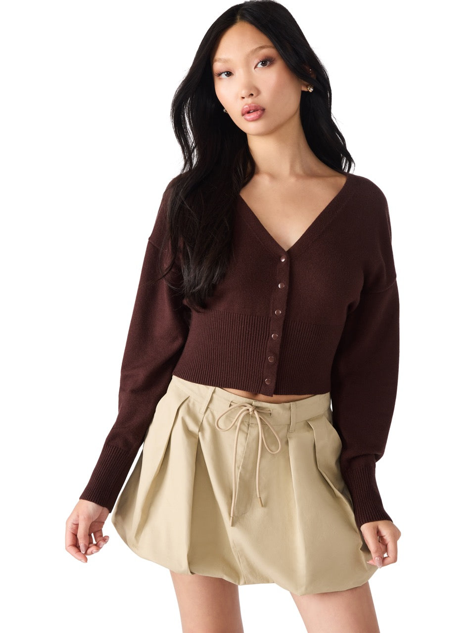 Steve Madden Lauryn Solid Cropped Cardigan