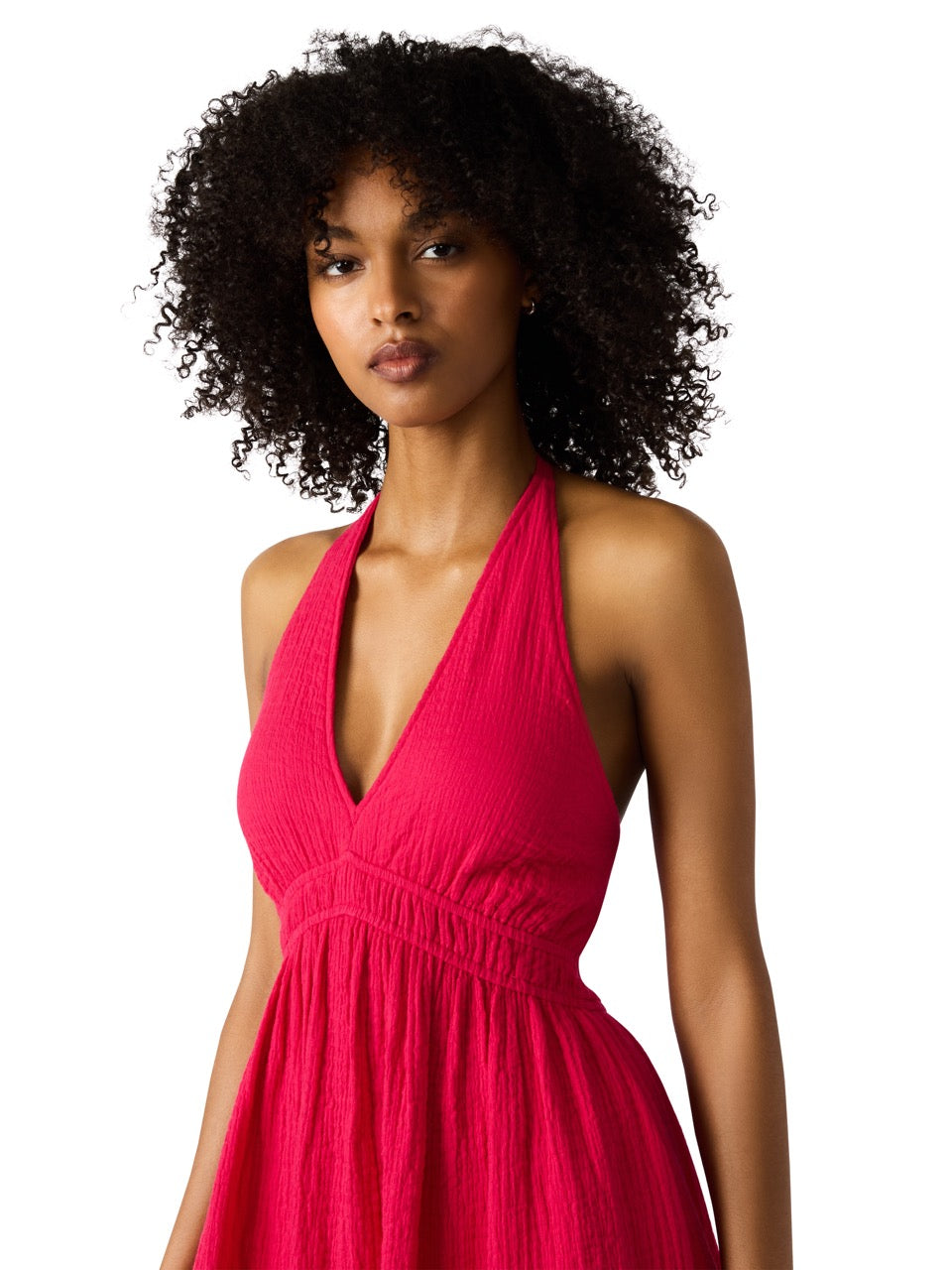 Steve Madden Piper Solid Halter Midi Dress in cranberry