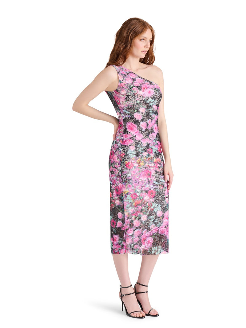 Steve Madden Sacha Floral Midi Dress in black multi