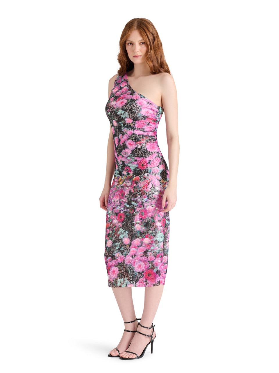 Steve Madden Sacha Floral Midi Dress in black multi