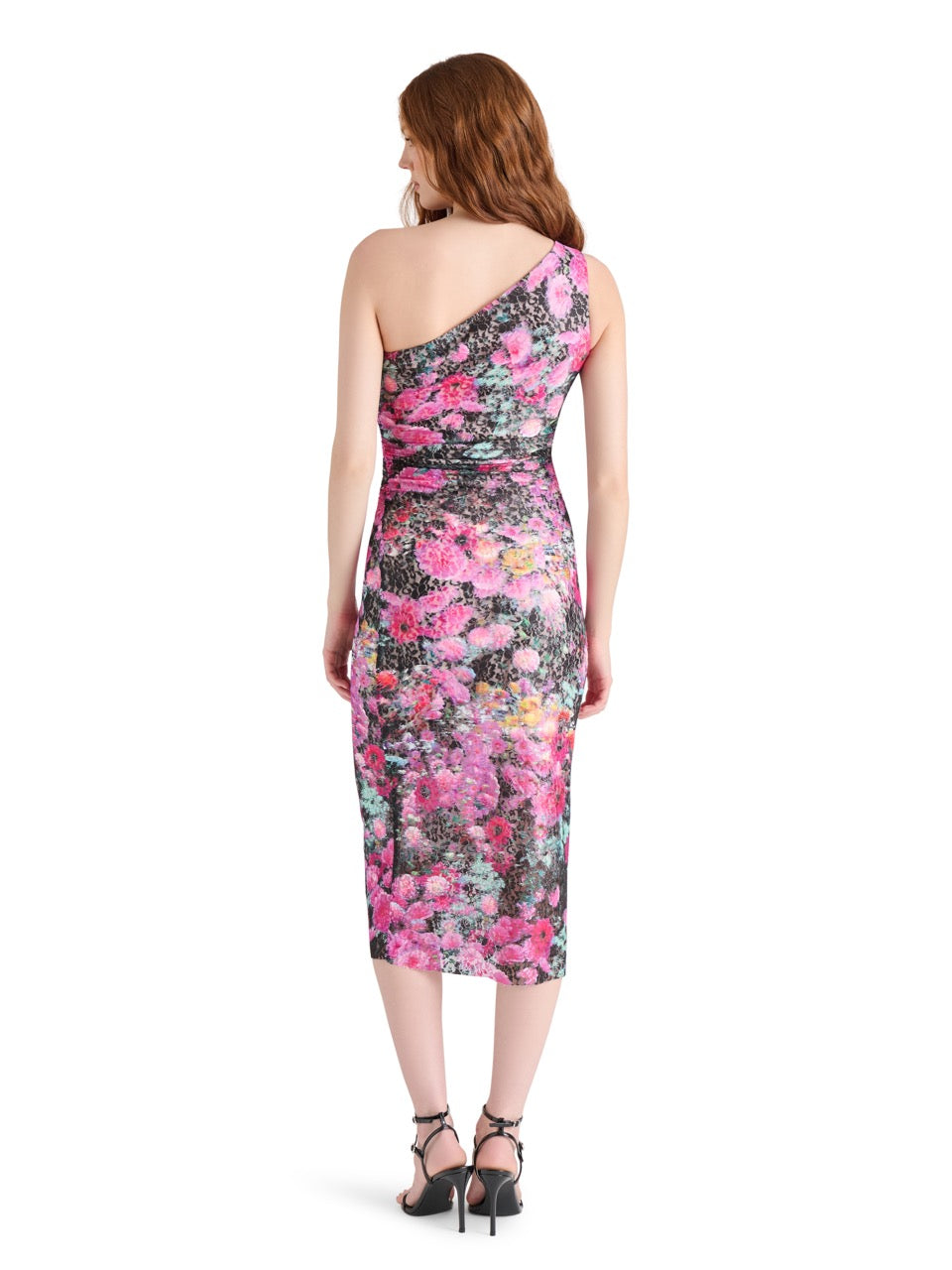 Steve Madden Sacha Floral Midi Dress in black multi