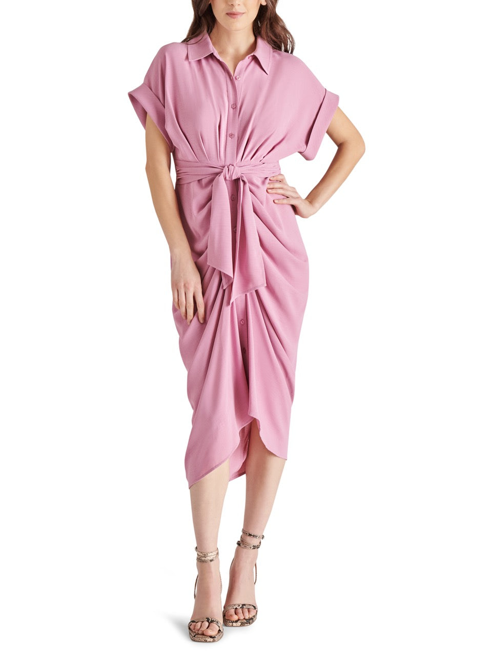 steve madden tori solid dress in mauve shadows-front