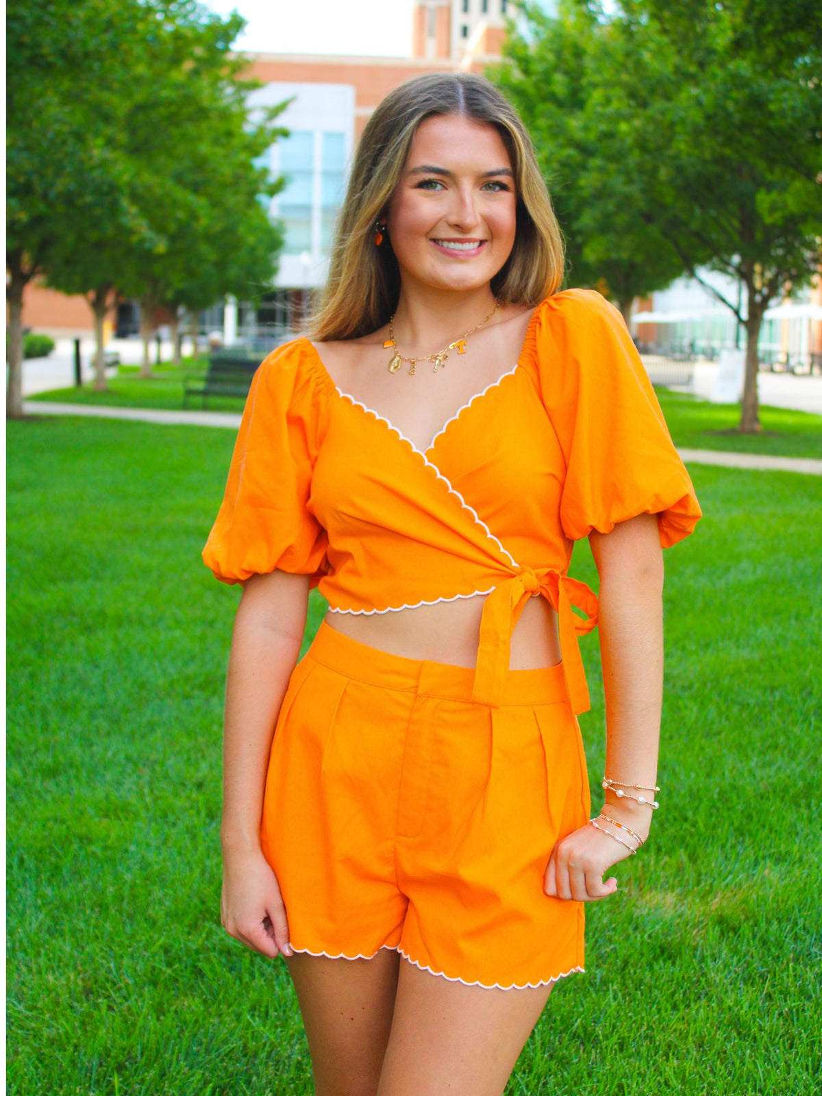 Sweet Like Soda Pop Shorts in tennessee orange