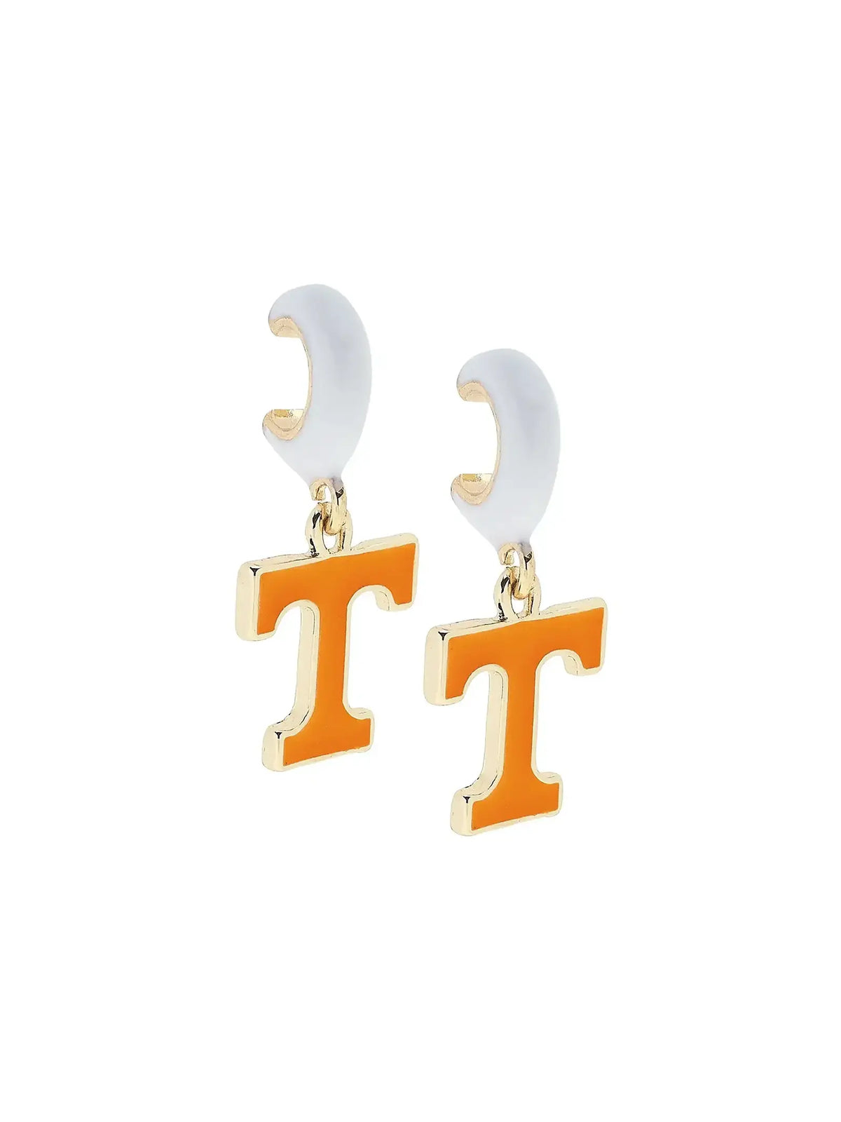 Tennessee Vols Gold Orange & White Enamel Logo Huggie Hoop Earrings