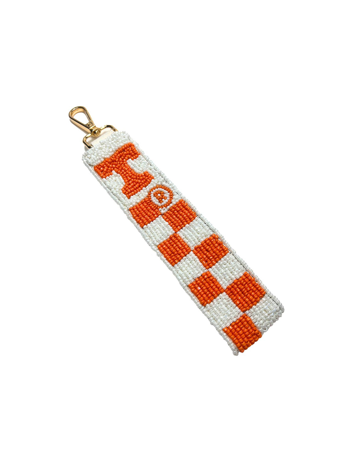 Tennessee Orange & White Checkerboard Beaded Keychain Strap