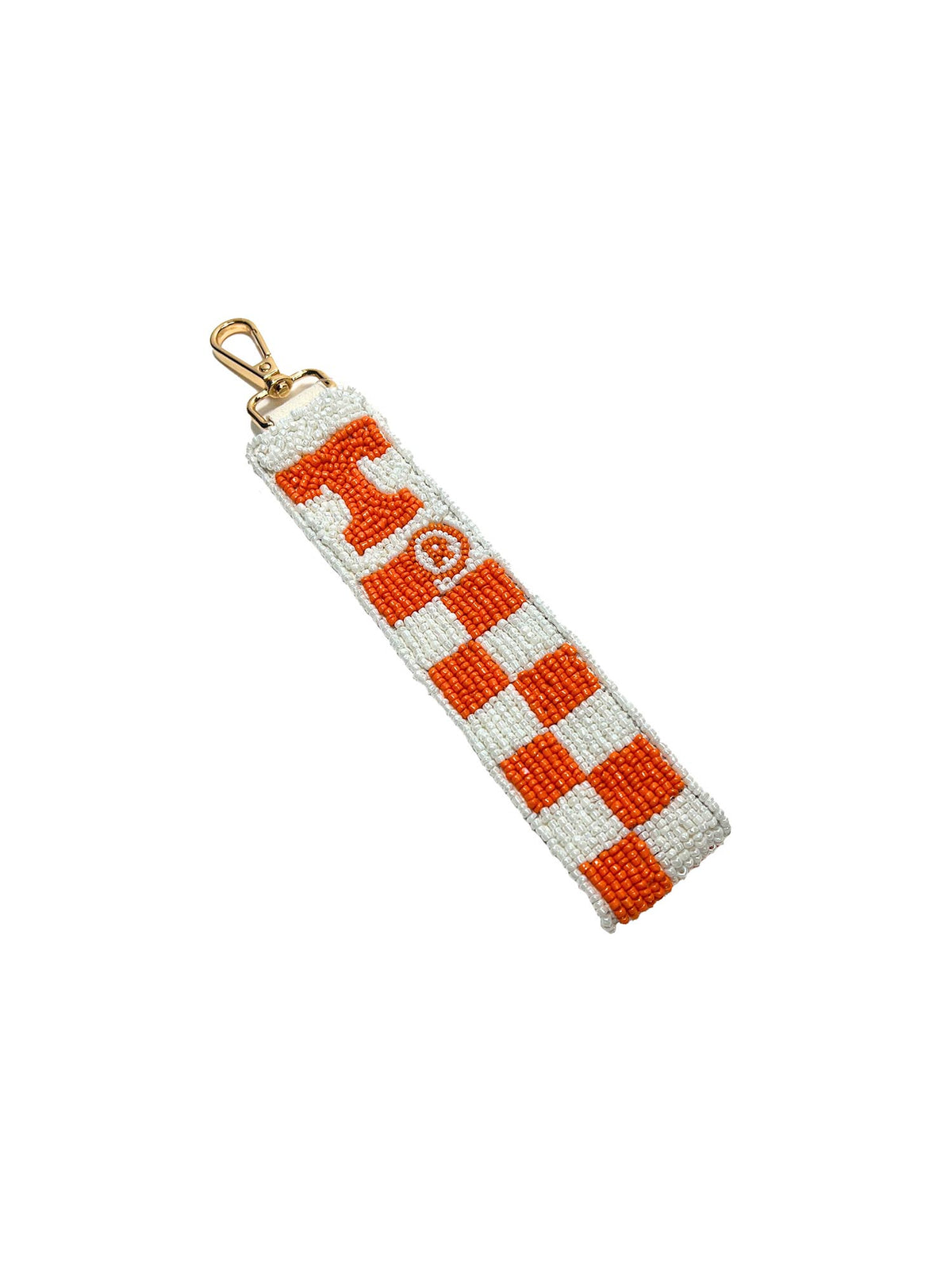 Tennessee Orange & White Checkerboard Beaded Keychain Strap