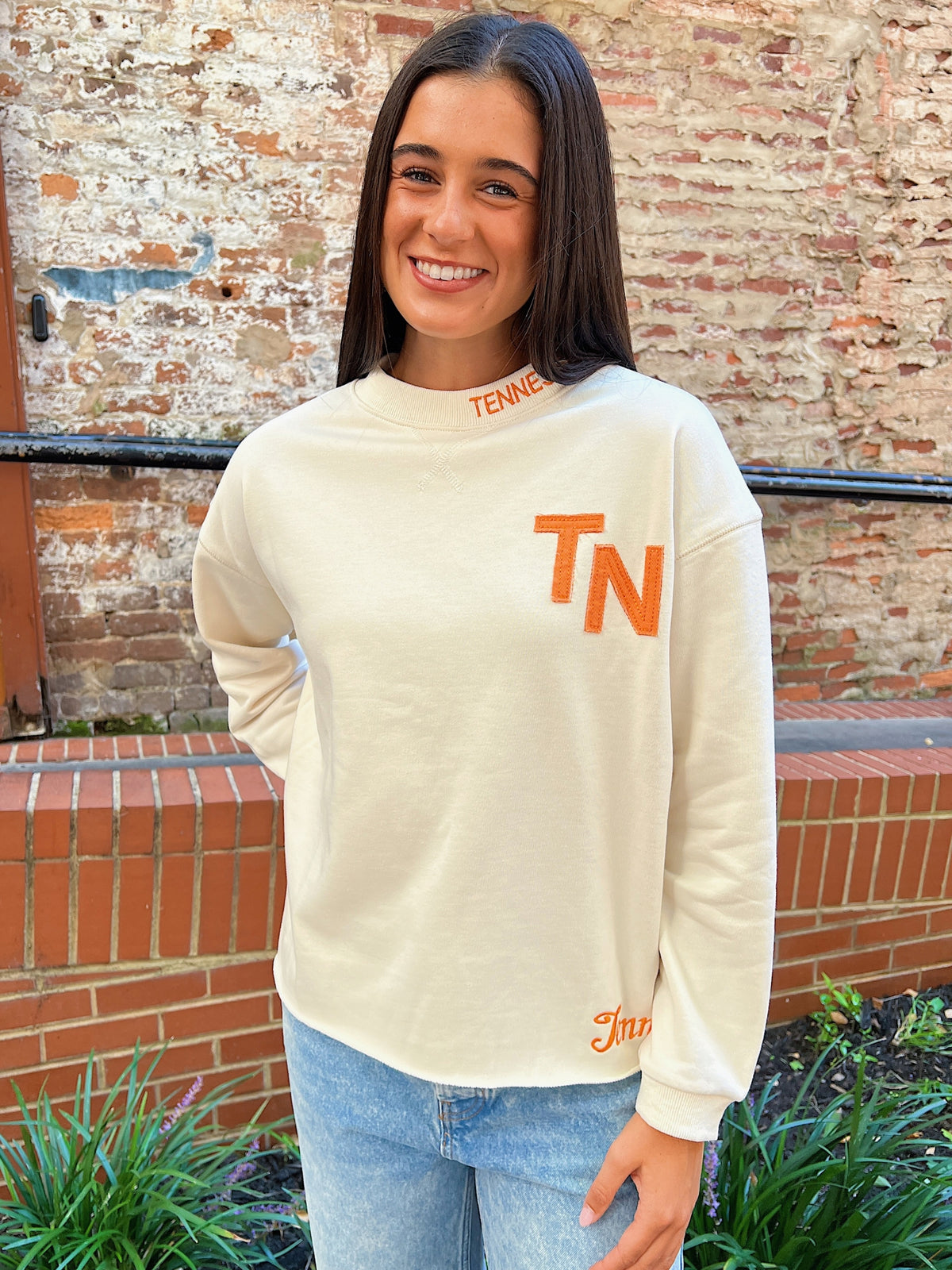 TN Gameday Sweatshirt in cream & orange-front