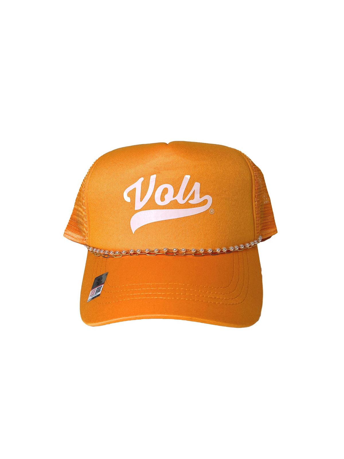 Tennessee Pearl Chain Orange & White Ponyflo Hat