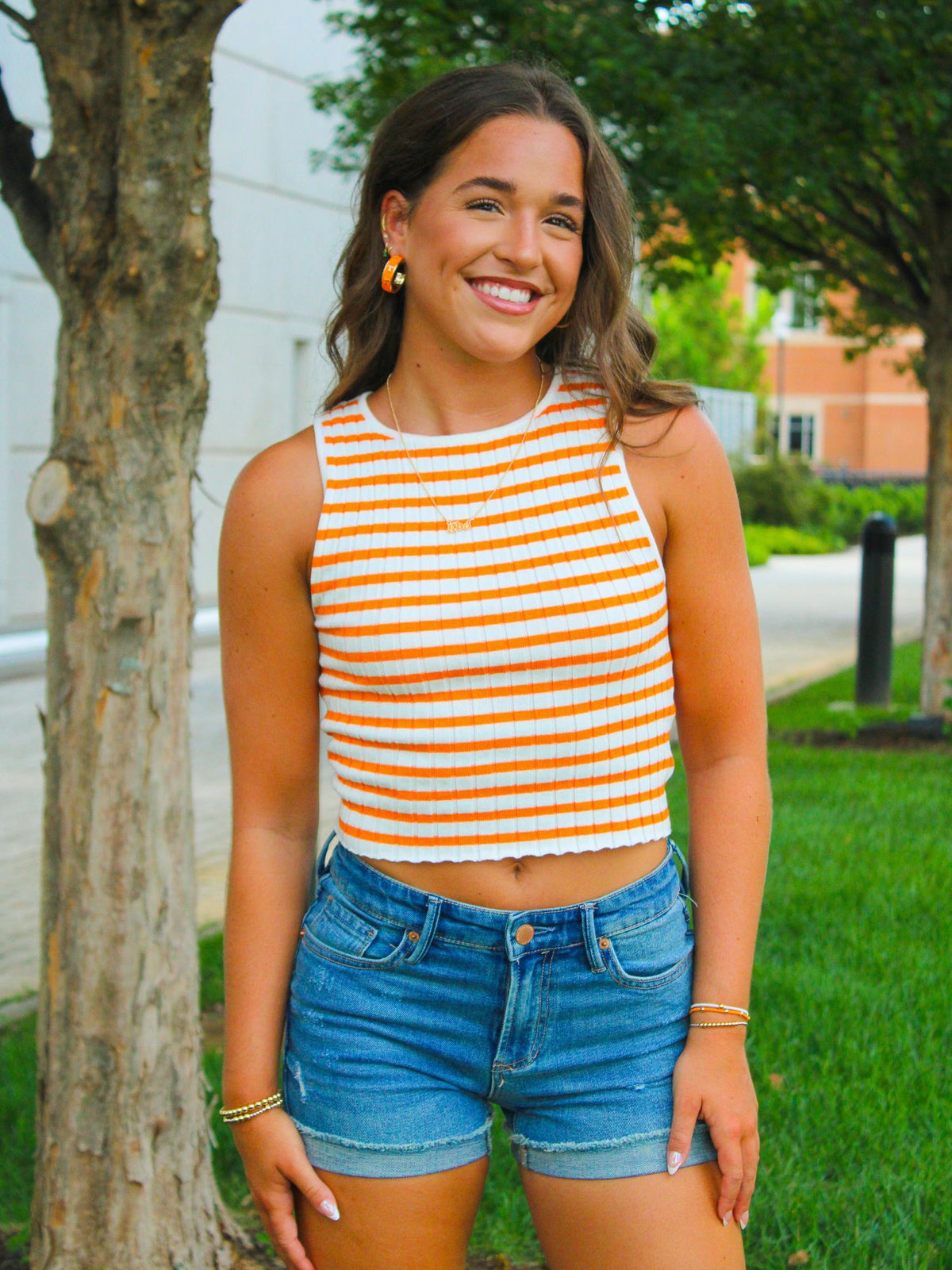 Tennessee Striped Sleeveless Rib Sweater