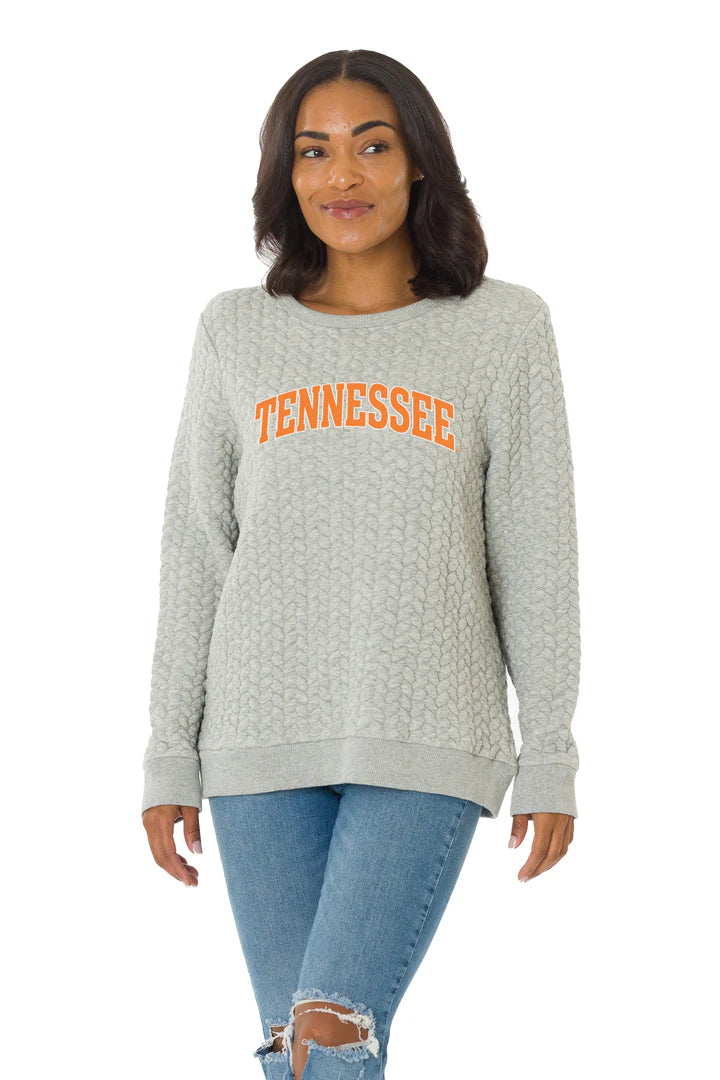Tennessee Volunteers Grey Quilted Crewneck Sweatshirt TN Vols Game Day
