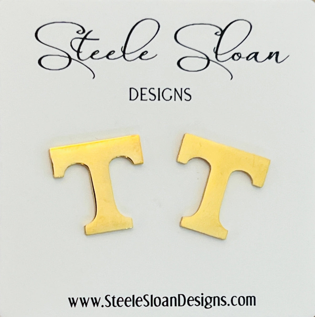 tennessee volunteers game day earrings tn vols power t logo studs in gold