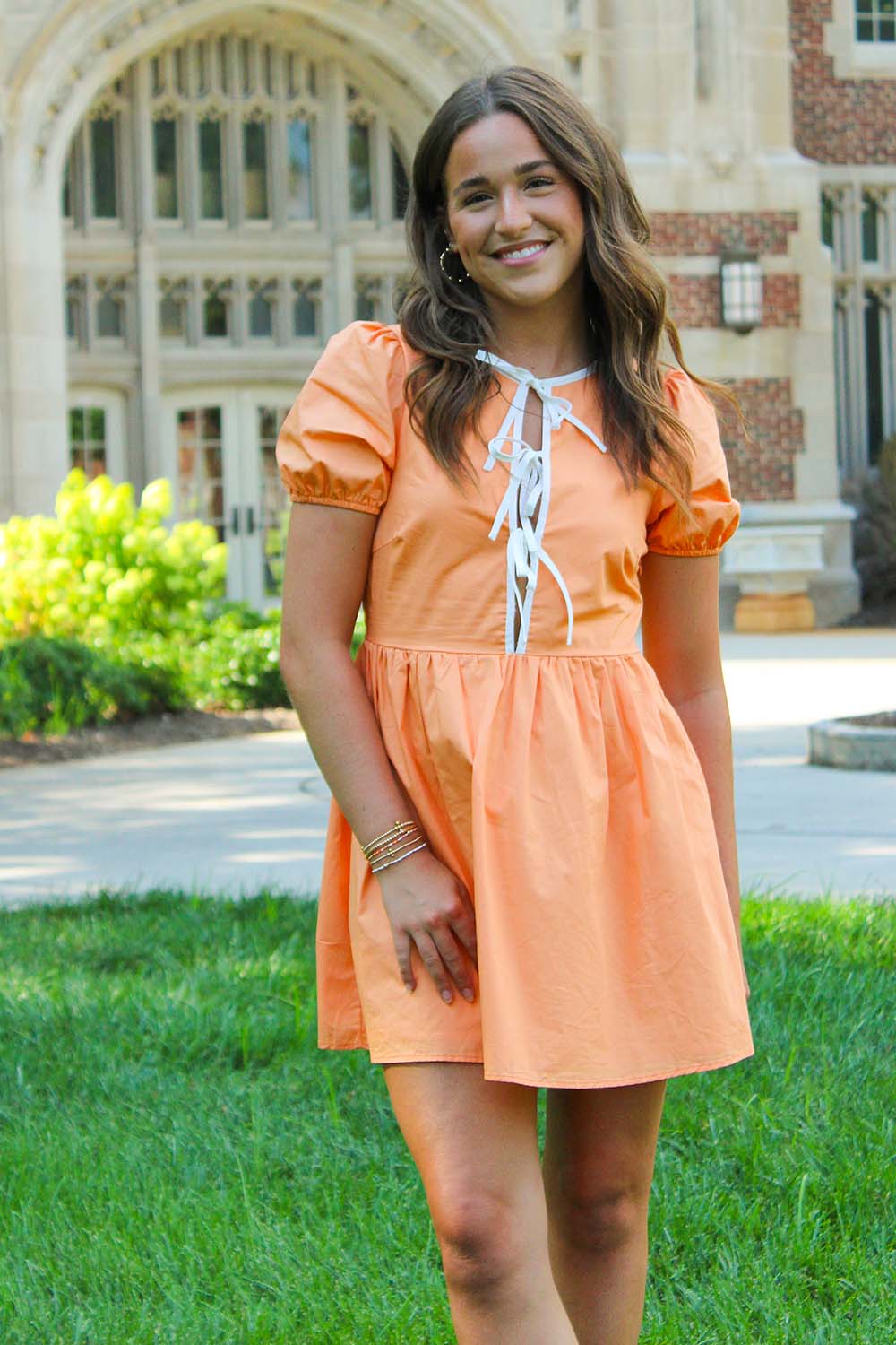 Touchdown Ties Mini Dress ORANGEWHITE / M Touchdown Ties Mini Dress ORANGEWHITE / M