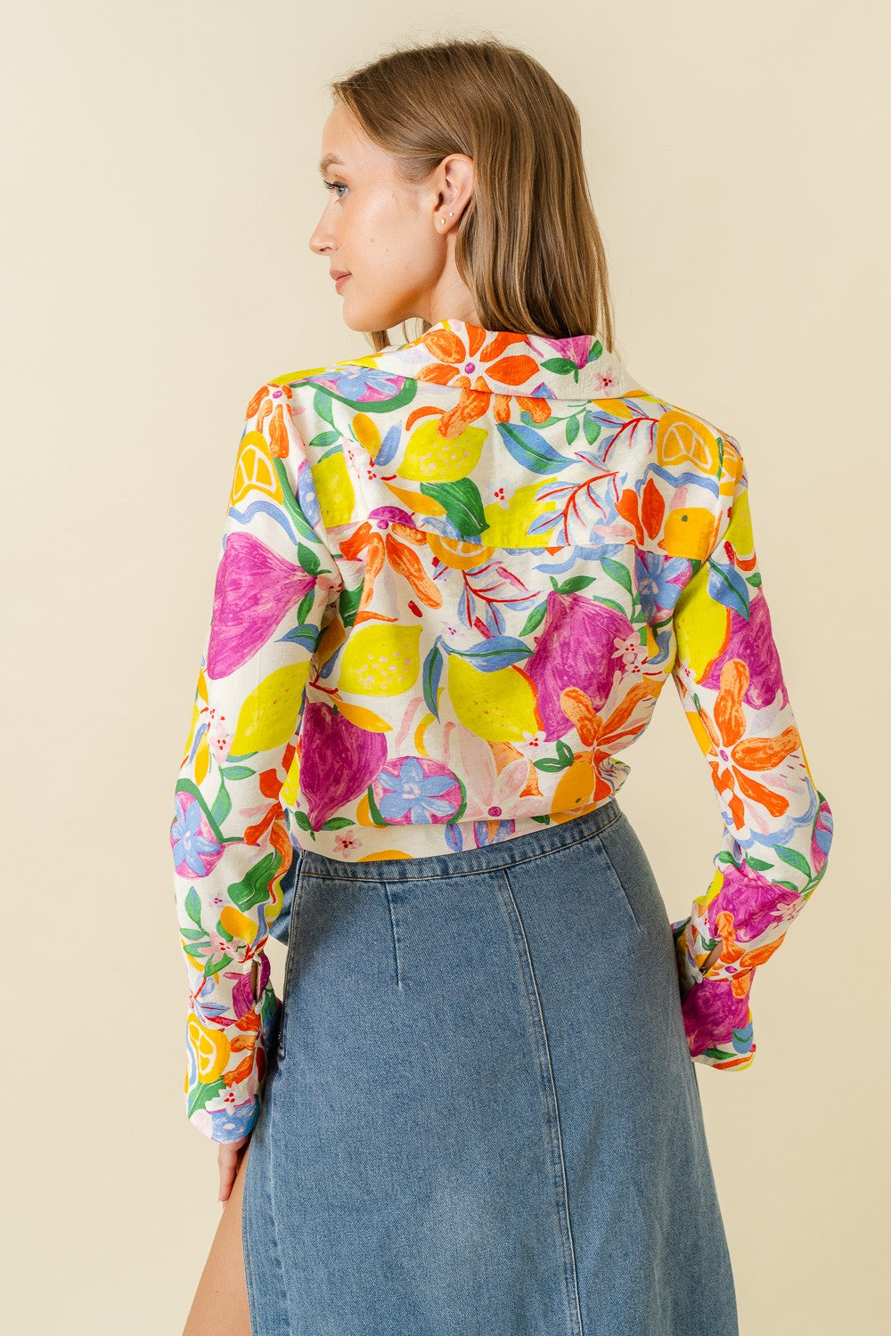 citrus sweet tropical print crop top matching set